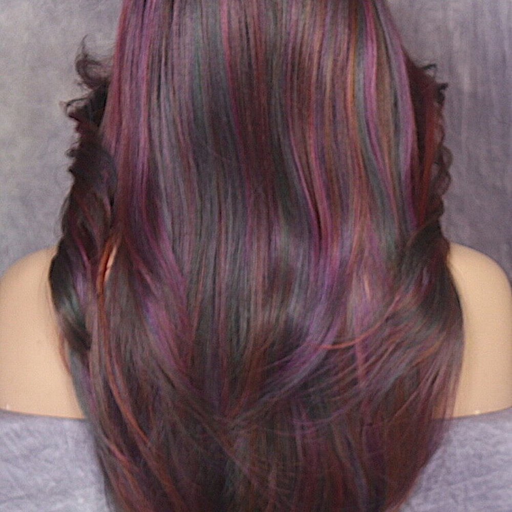 Human hair Blend Wig purple mix color, Heat OK - Picture 2 of 12